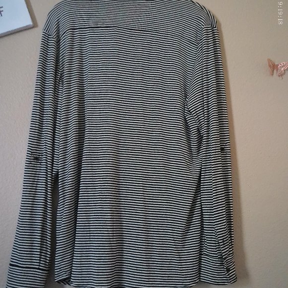 Black & White Striped Button Cardigan SZ XL by Lauren Ralph Lauren - Picture 2 of 8
